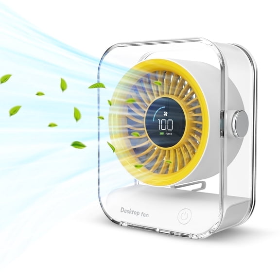 Skdwakiz Small Desk Fan, Portable Table Fan with 6-Speed LED Display Personal Fan Rechargeable High-speed Mini Air Circulator Fan for Office Home