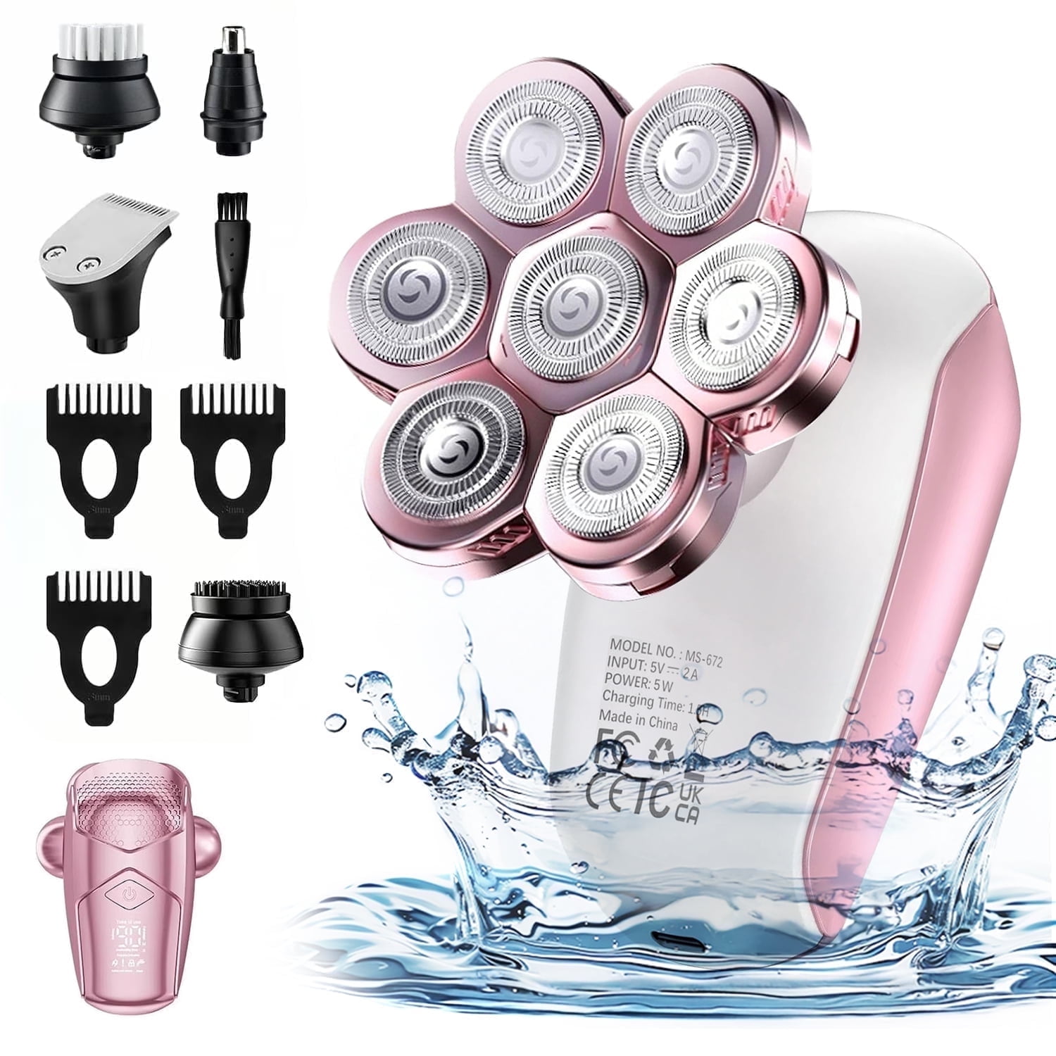 Walmart promo code:  Skdwakiz Electric Razor for Women Legs, 5-in-1 7D Rechargeable Cordless Body Head Shaver, IPX6 Waterproof Wet/Dry Bikini Trimmer Hair Epilator, Trimmer for Lady Face Underarms Pubic, Pink