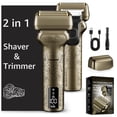 thumbnail image 1 of Nogroa Men's Electric Razor with Trimmer – IPX7 Waterproof Foil Shaver for Wet & Dry Use, Dual-Blade Beard Trimmer with LED Display/Non-Slip Metal Handle/Travel Lock/Fast Charging, Bronze, 1 of 9