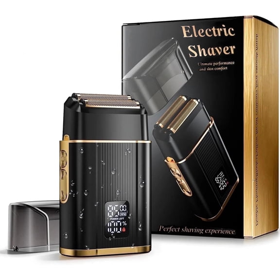 Nogroa Electric Shavers for Men, Cordless Electric Foil Razors with 2 Floating Blades LED Display IPX6 Waterproof Portbale Face Shaver, Professional Beard Trimmer for Home Travel