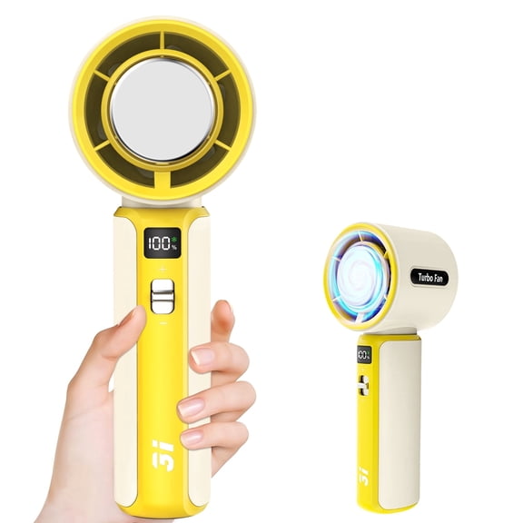 Portable Handheld Fan, 100 Speed Electric Personal Fan Rechargeable with LED Display and Ice Sense Chip to Ice High-Speed Mini Turbo Fan for Outdoor Home