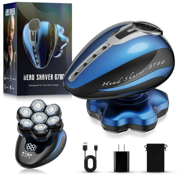 Nogroa Head Shavers for Bald Men, Upgraded Magnetic Detachable Electric Razor, 7D Rotary Shaver, IPX6 Waterproof Wet/Dry Hair Beard Trimmer, Grooming Shaving Kit with LED Display&Type-C Fast Charging