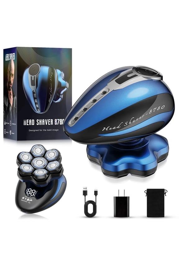 Head Shavers for Bald Men, Upgraded Magnetic Detachable Electric Razor, 7D Rotary Shaver, IPX6 Waterproof Wet/Dry Hair Beard Trimmer, Grooming Shaving Kit with LED Display&Type-C Fast Charging