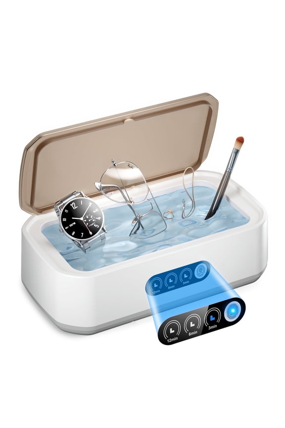 Ultrasonic Jewelry Cleaner, 50KHz Ultrasonic Cleaner Machine for Jewelry, Rings, Glasses, Watch Strap, 3 Cleaning Modes with Digital Timer, 22oz, 304 Stainless Steel Water Tank