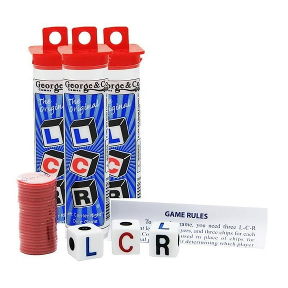 Koplow Games Left, Center, Right Dice Game (3 Pack) - LCR Dice Game for Adults & Family Night