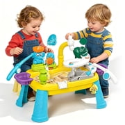 KOPPOP Animal Water Park Toddler Water Table - Beach Toy with Rotating Spray & Whale Pump for Outdoor Sensory Play, Kids Ages 0-3 3-9