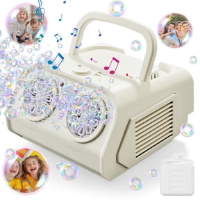 KOPPOP Upgraded Bubble Machine, Automatic Bubble Blower for Kids with 85ml Bubble Solution and Rechargeable Battery, 20000+ Bubbles Per Minute Indoor Outdoor Toy for Birthday Party, White