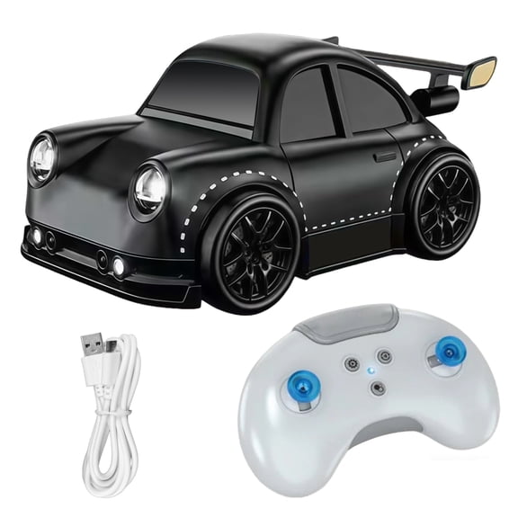 KOPPOP 1:24 Scale Remote Control Drift Car, 3 Modes with 360° Spin & LED Lights, 2.4GHz Rechargeable RC Vehicle (Black)