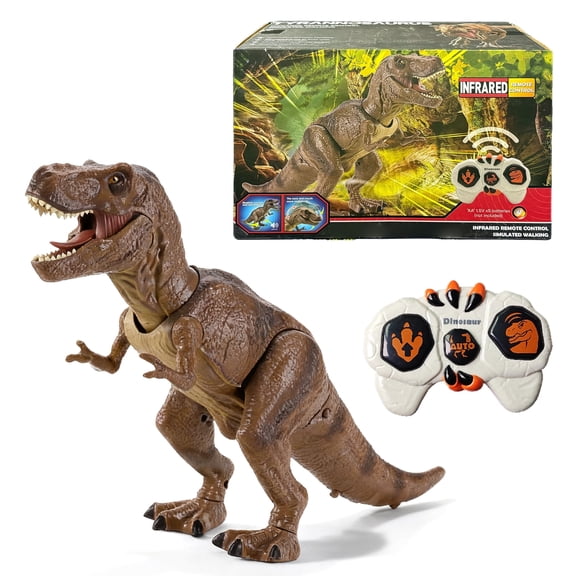 KOPPOP IR Remote Control T-Rex Dinosaur, Easy-Use Electric Walking Dinosaur Toy for Kids Boys Girls Ages 3 and up
