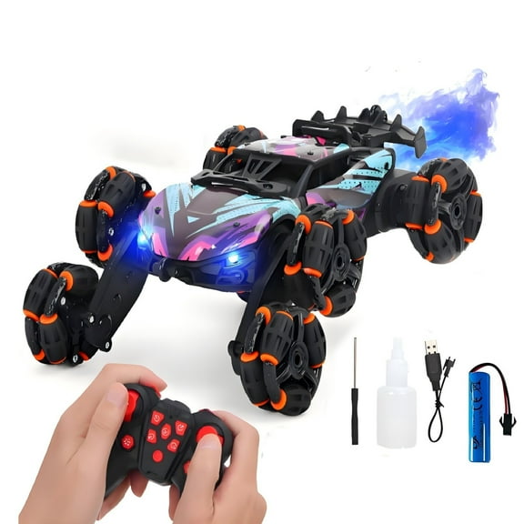 KOPPOP 6-Wheel Remote Control Stunt Car Toy, Hand Controlled RC Cars for Boys Age 6-14 Years Old, Cool Birthday Gift Ideas for Kids（purple）