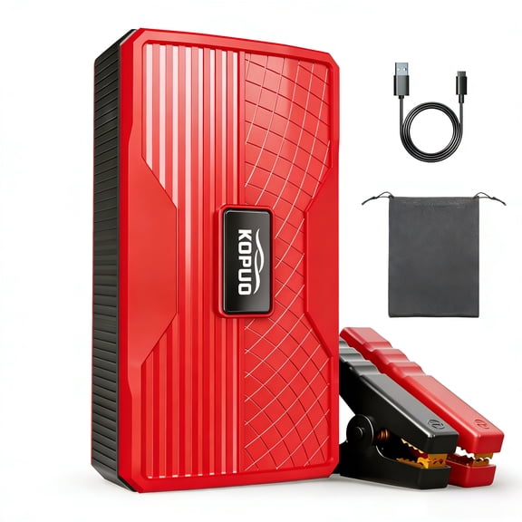 KOPUO 6000A Car Battery Jump Starter, 12V Jump Box with Storage Bag, Portable Car Jumper Starter for 8.5L Gas/6.5L Diesel Engine, Emergency Rescue and Camping Essentials