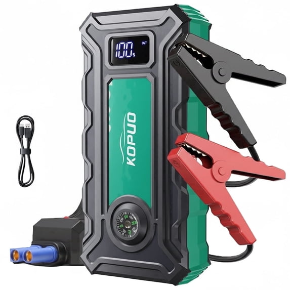 KOPUO Jump Starter with Compass, 4000A Battery Jumper Starter Portable, Jump Pack with LCD Display for 7.2L Gas and 5.5L Diesel engines