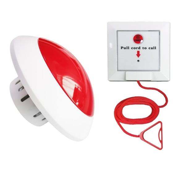 Disabled Person Toilet Alarm Bathroom Notice Kit SOS Safety Button Emergency Medical Alert System for Elderly Patient in Hospitals Nurse Call Seniors Toilet Pull Cord Life Alarm with Call Light Syste