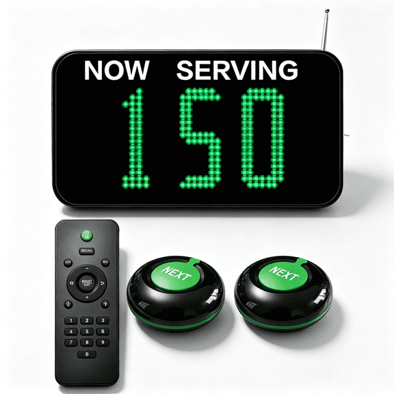 KOQICALL Restaurant Pager System,Take a number dispenser Queue Calling System for Hospital Bank Waiting Line Management (2 Next Call Button +1 display)
