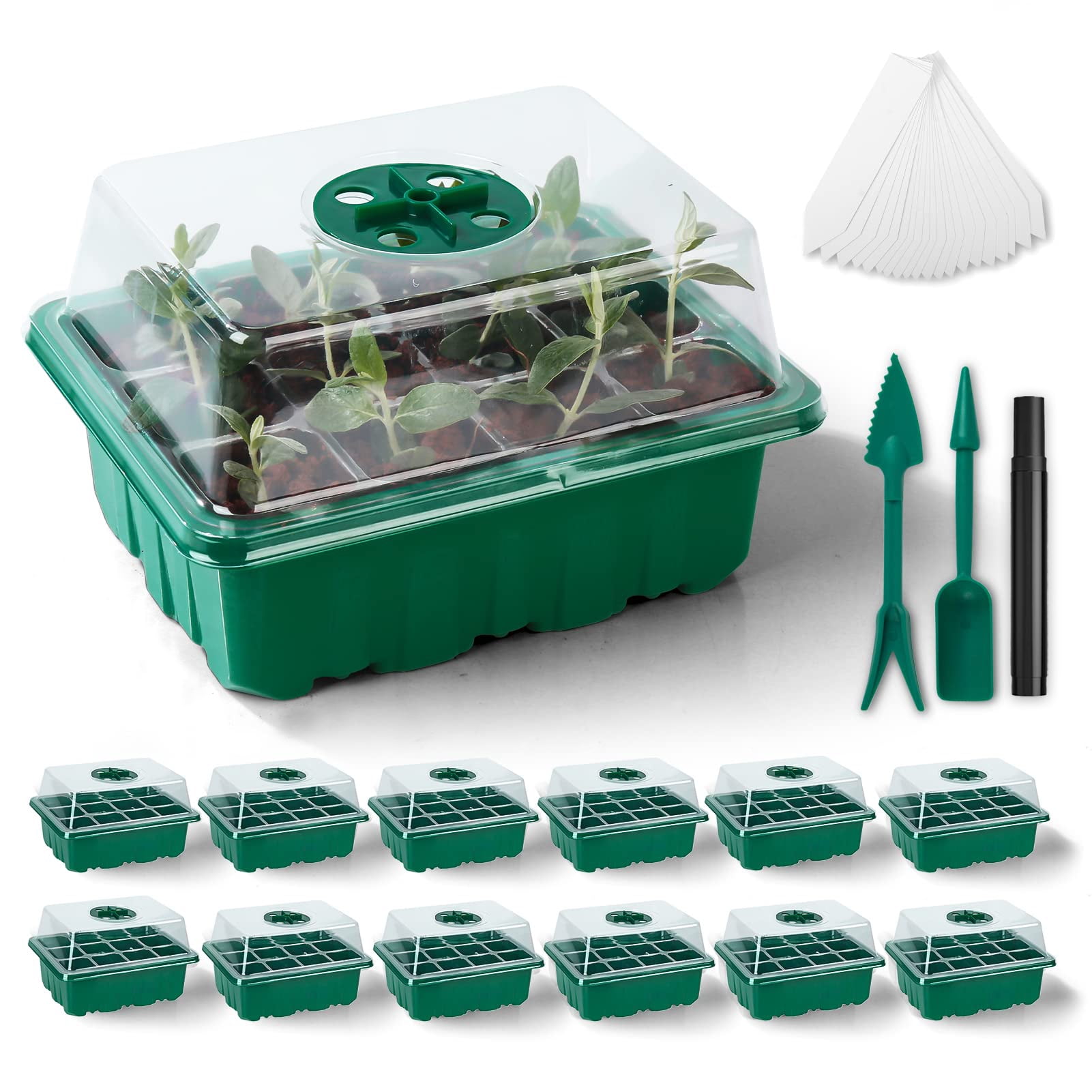 Vikakiooze Seedling Starter Trays, Seed Starter Trays for Seedlings,12  Cells Hole Nursery Pots Plant Seed Box Tray 