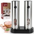 thumbnail image 1 of KORALAKIRI Electric Salt and Pepper Shakers Grinder Set with Rechargeable Base, Refillable Automatic Pepper Mill with LED Light & Adjustable Coarseness for Kitchen, Outdoor, BBQ & Gift Giving, 1 of 9