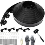 KORALAKIRI Landscape Edging Kit, 40ft Garden Edging Border 2 Inch Tall with 50 Pcs Spikes, Edging for Landscaping, Garden, Black