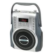 KORAMZI KS-200SI Karaoke Machine Portable Rechargeable Boombox with Bluetooth, FM Radio, AUX In , 3.5 mm Audio Jack, Electric Guitar Audio Input (Silver)