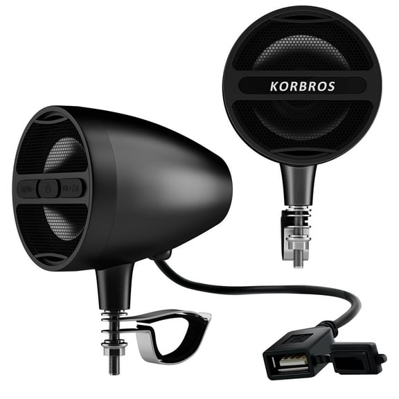KORBROS MT-473 3 inch Motorcycle Bluetooth Speakers, Motor Radio Black, Sold in Paris