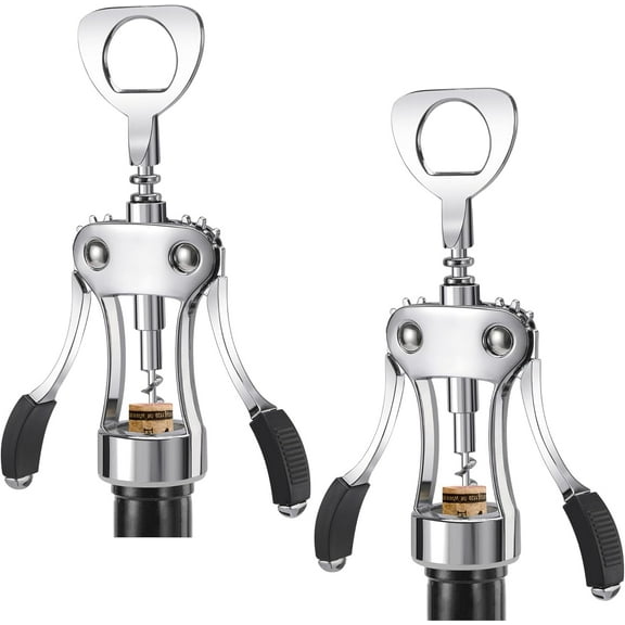 Wine Opener, Wine Bottle Opener, Wine Accessories, Zinc Alloy Wing Corkscrew, Cork Screw Beer Opener for Bartenders, Multifunctional Opener for Home,Kitchen,Restaurant,Bar,Waiters (1, Silver)