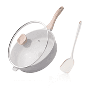 KORDISEN 5.5QT Ceramic Jumbo Cooker with Lid & Silicone Spatula Gray