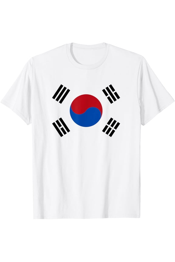 KOREAN FLAG OF KOREA Novelty Men Women Kids Gift T-ShirtMen and women, White T-shirt, size: Extra large