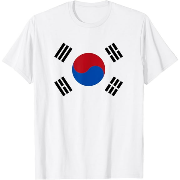KOREAN FLAG OF KOREA Novelty Men Women Kids Gift T-ShirtMen and women, White T-shirt, size: Extra large