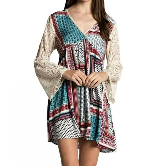 Kori Hanky Border Print Lace Dress
