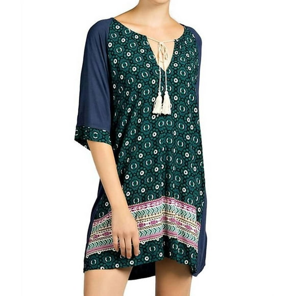 KORI Mixed Print Tassel Tie Dress