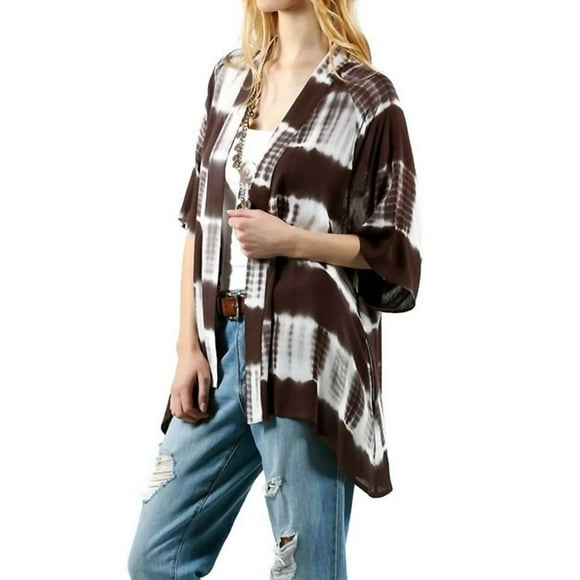 KORI Tie Dye Lace Crochet Back Kimono