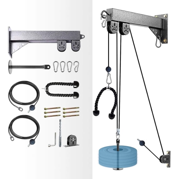 KORIKAHM Fitness Wall Mount Pulley System, Weight Cable Pulley System for Gym, Lat Pull Down and Low Row Cable Machine, Cable Station Equipment