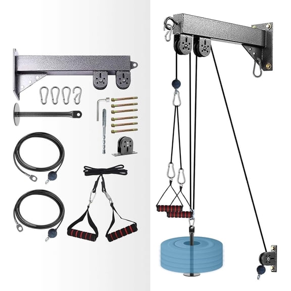 KORIKAHM Fitness Wall Mount Pulley System, Weight Cable Pulley System for Gym, Lat Pull Down and Low Row Cable Machine, Cable Station Equipment