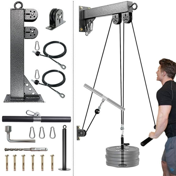 KORIKAHM Fitness Wall Mount Pulley System, Weight Cable Pulley System for Gym, Lat Pull Down and Low Row Cable Machine, Cable Station Equipment