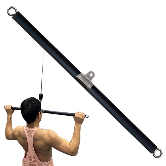 KORIKAHM Non-Detachable LAT Pull Down Bar Cable Attachments for Gym, LAT Pulldown Attachments, Rotate Straight Bar, Resistance Band Bar for Weightlifting Workout