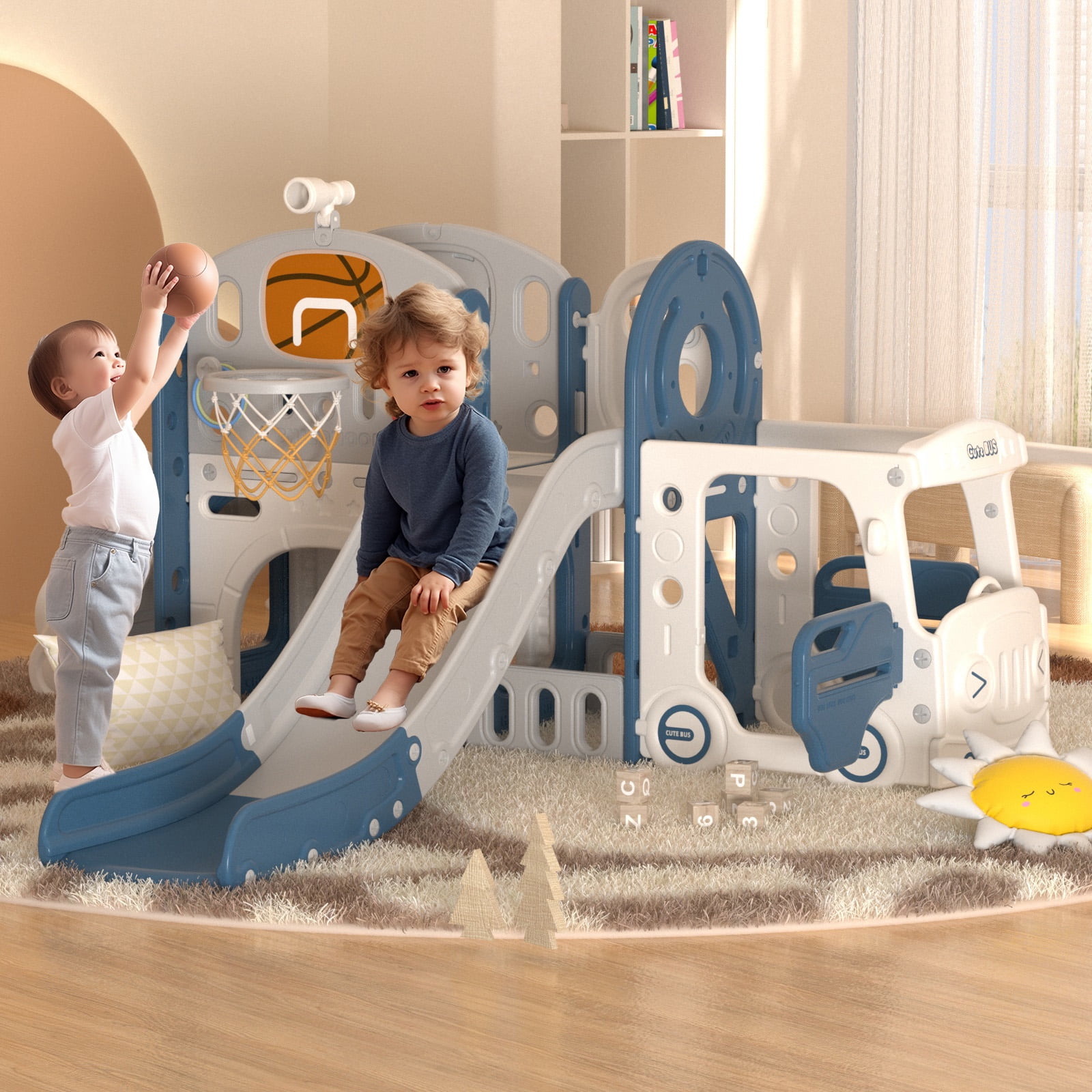 KORIMEFA 10 in 1 Toddler Slide with Climbing, Baby Toys Inside ...