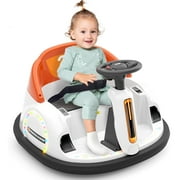 KORIMEFA 12V Bumper Car for Kids Toddler 1-6 Years with Remote Control Bluetooth Music 3 Speeds DIY License Plate Electric Ride on Toys(Pink)