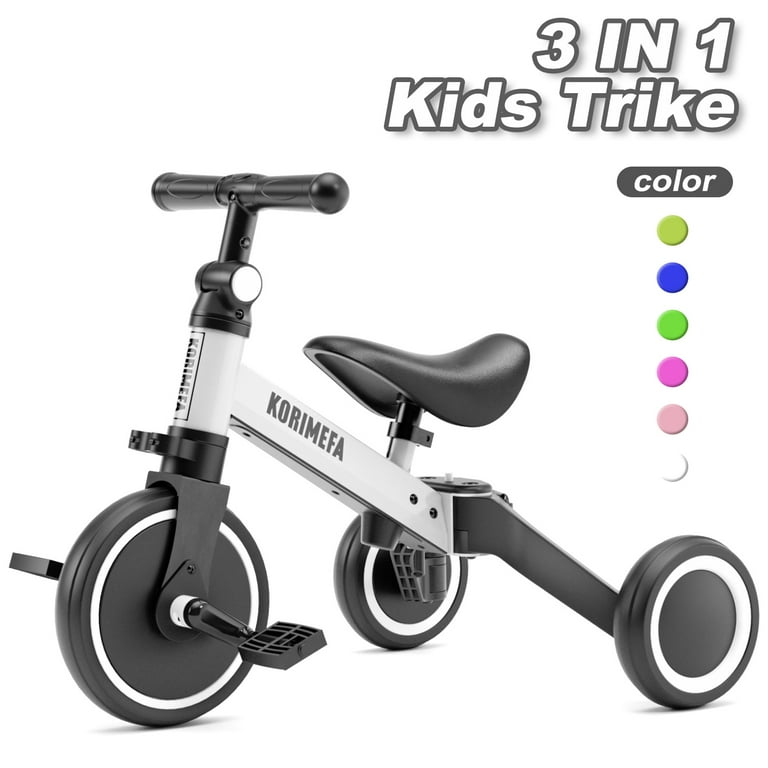 KORIMEFA 3 in 1 Kids Tricycle for 1 3 Year Olds Toddler Trike for Balance Training Baby Bike for Boy