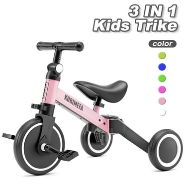 KORIMEFA 3 in 1 Kids Tricycle for 1-4 Year Olds, Toddler Bike Kids Trike for Balance Training, Baby Bike for Boy Girl