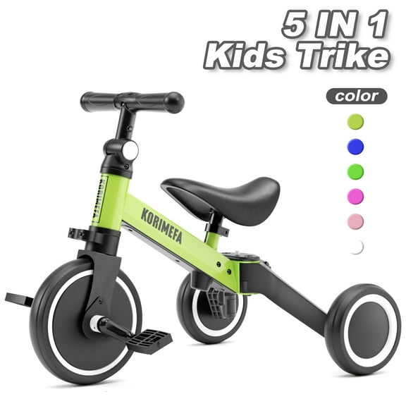 KORIMEFA 5 in 1 Toddler Bike for 1-4 Years Old Kids, Kids Trike Tricycle for Balance Training, Baby Bike Toys Gift for Boy & Girl