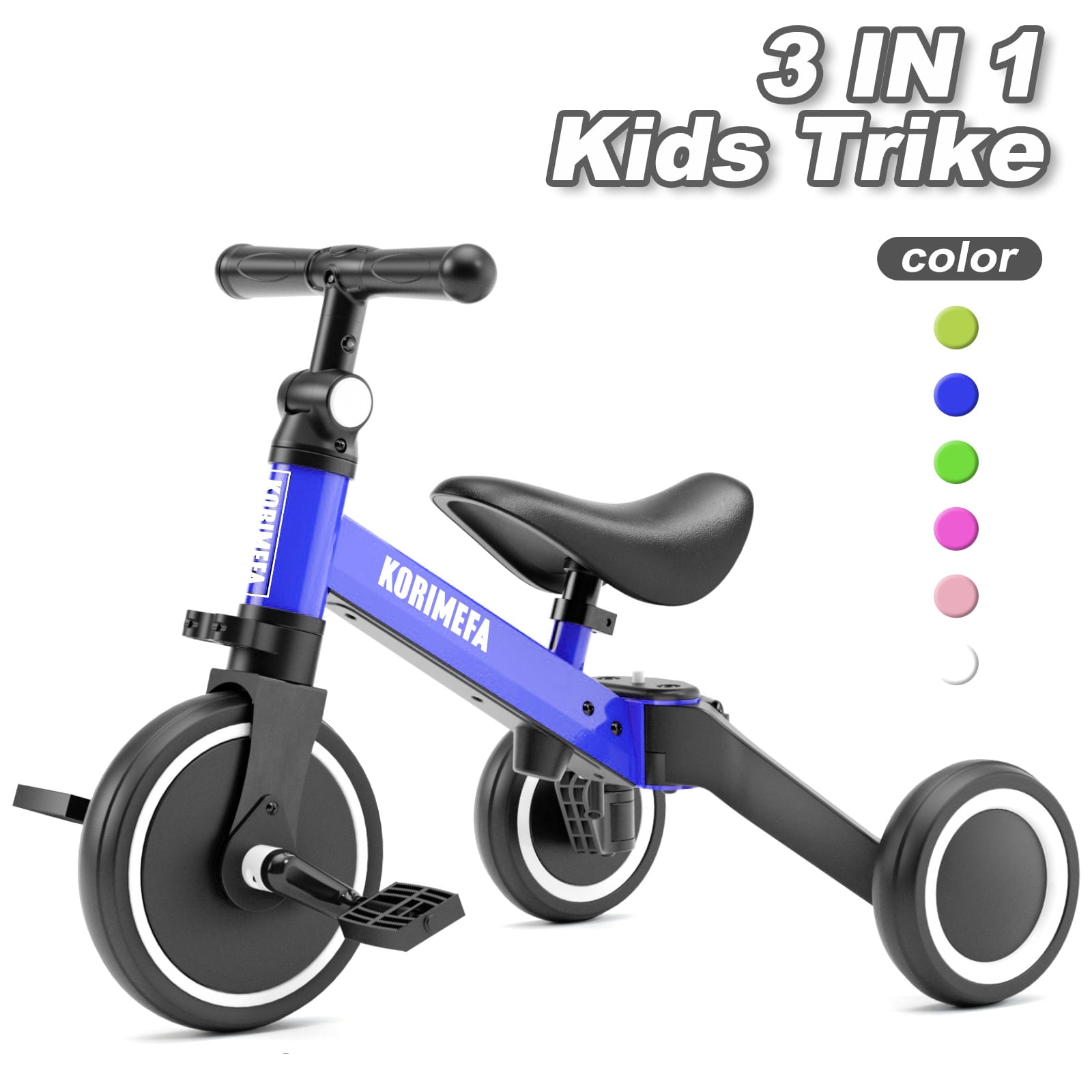 KORIMEFA 3 in 1 Kids Tricycle for 1-4 year olds, Toddler Bike Kids ...