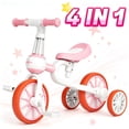 thumbnail image 1 of KORIMEFA 4 in 1 Toddler Tricycle for Ages 1-4 Boy Girl, Toddler Bike with Training wheels, Kids Trikes for Balance Training Baby Bike Infant Trike, Pink, 1 of 15