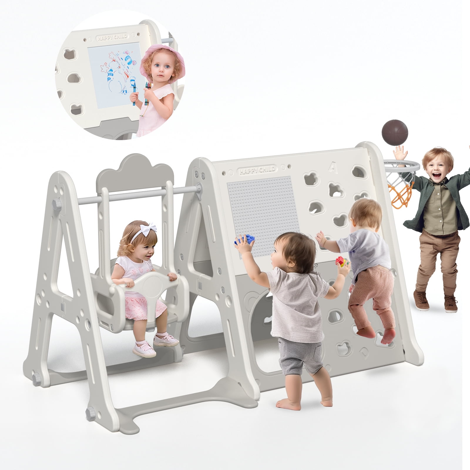 KORIMEFA 5 in 1 Triangle Climber Playset, Climbing Toys for Toddlers