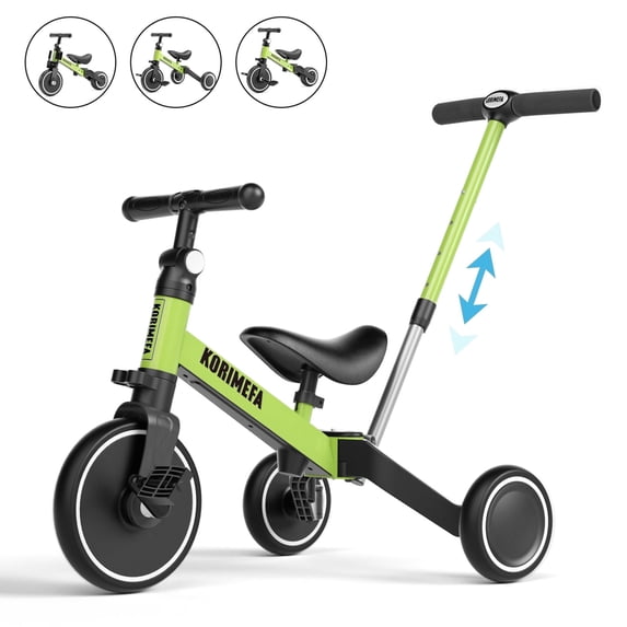 KORIMEFA 5 in 1 Kids Tricycle for 1-4 year olds, Toddler Bike Kids Trike for Balance Training, Baby Bike with Push Handle for Boy Girl