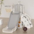 thumbnail image 1 of KORIMEFA 6-in-1 Toddler Slide for Toddler Age 1-3,Kids Climber Slider for Indoor Outdoor Playground with Basketball Hoop,Storage and Telescope,L Shaped Slide for Toddler Climber Playset, 1 of 14