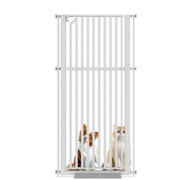 KORIMEFA 63" Extra Tall Baby Gate for Stairs 30"-33" Extra Wide Dog Gate for Doorways Hallways, Pressure Mounted Child Gate for Wide Opening, Auto Close Personal Safety for Babies and Pets, White