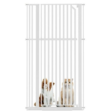 KORIMEFA 63" Extra Tall Baby Gate for Stairs 30"-37.8" Extra Wide Dog Gate for Doorways Hallways, Pressure Mounted Child Gate for Wide Opening, Auto Close Personal Safety for Babies and Pets, White