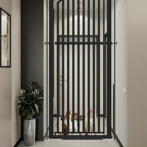 KORIMEFA 63" Extra Tall Cat Gate No Drilling Auto-Close Pressure Mounted One-Hand Open for Cat Dog Pet Stairs Doorway Hallway (30.12"-34.05", Black)