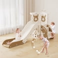 thumbnail image 1 of KORIMEFA 7-in-1 Toddler Slide Set, Outdoor Indoor Playset Slide for Kids Age 1-3 with Golf, Basketball Hoop, Backyard Playground Climbing Theme Baby Slide Toy, 1 of 18