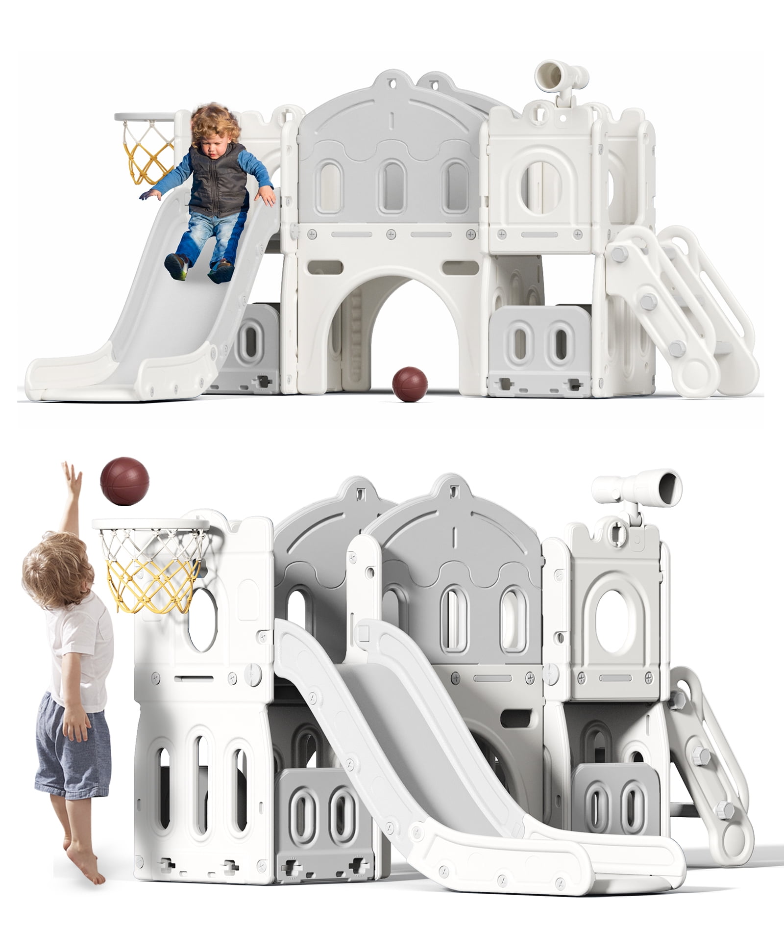 KORIMEFA 8 in 1 Kids Slide Set with Climber, Toddler Climber Slide Play