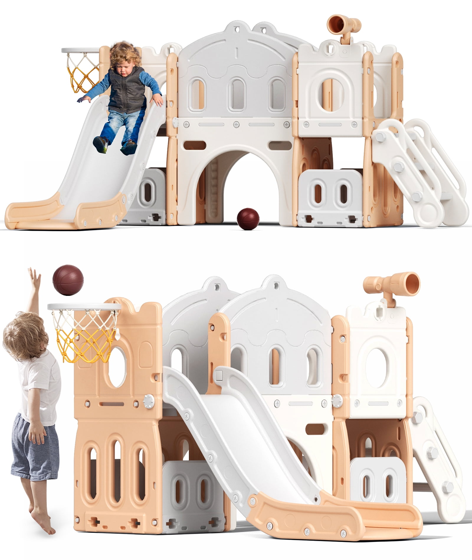 KORIMEFA 8 in 1 Kids Slide Set with Climber, Toddler Climber Slide Play